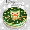 baykuş desenli geniş metal kutu