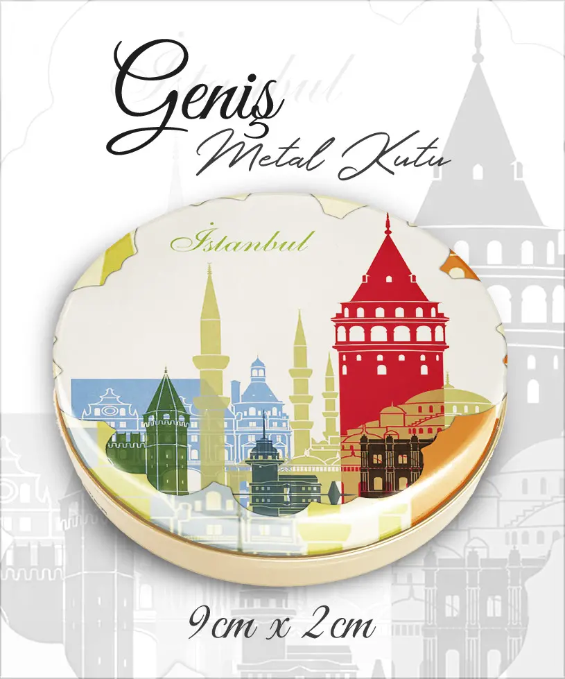 istanbul desenli geniş metal kutu