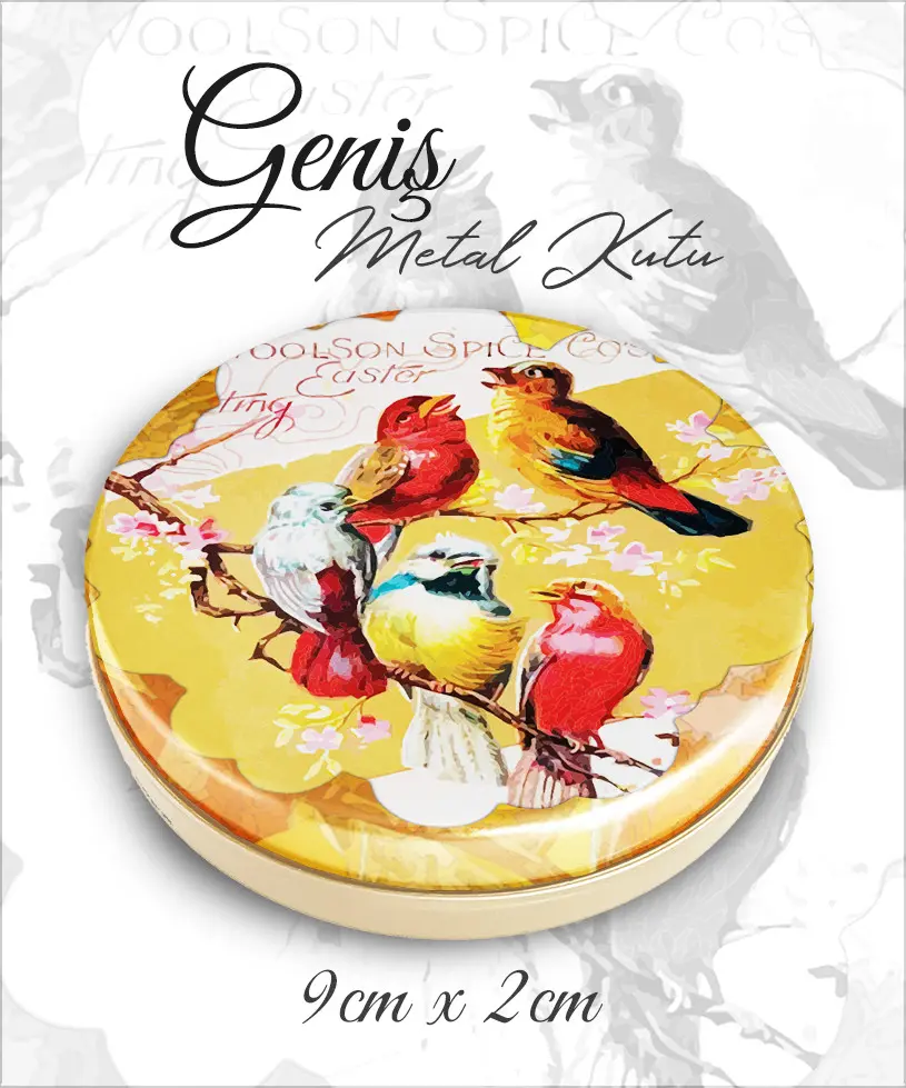 uş desenli geniş metal kutu