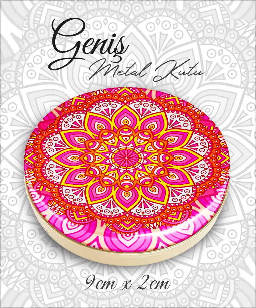mandala desenli geniş metal kutu