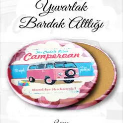 araba desenli yuvarlak bardakaltı