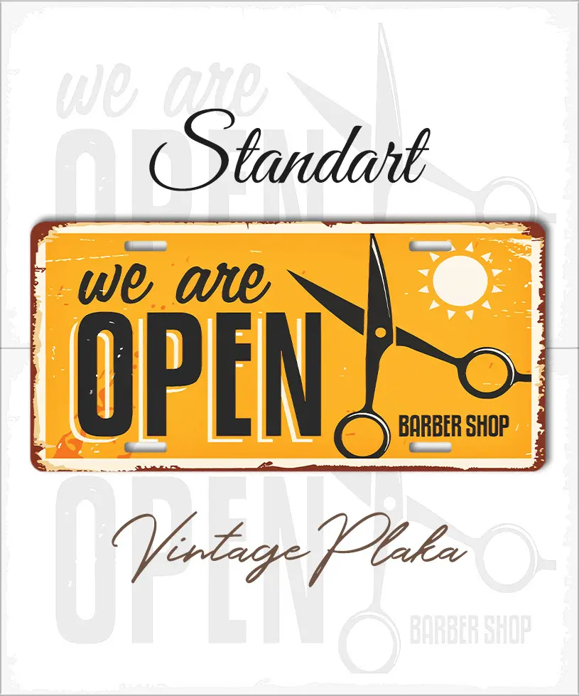 barber vintage standart metal plaka