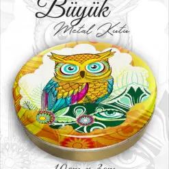 baykuş desenli büyük metal kutu