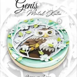 baykuş desenli geniş metal kutu
