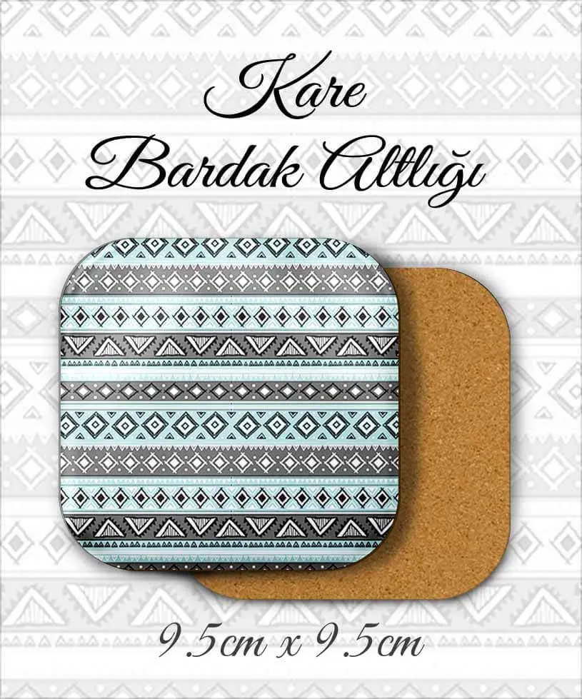 geometrik desenli metal kare bardakaltı