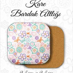 kelebek desenli metal kare bardakaltı