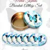 kelebek desenli yuvarlak bardakaltı set