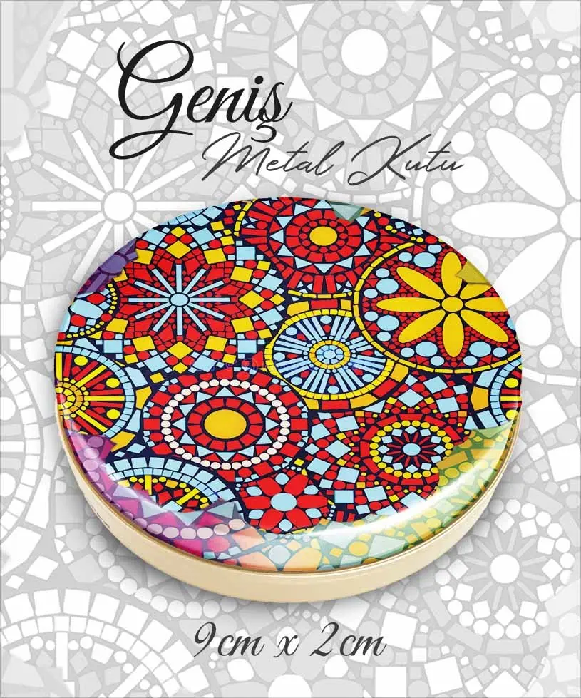 mandala desenli geniş metal kutu