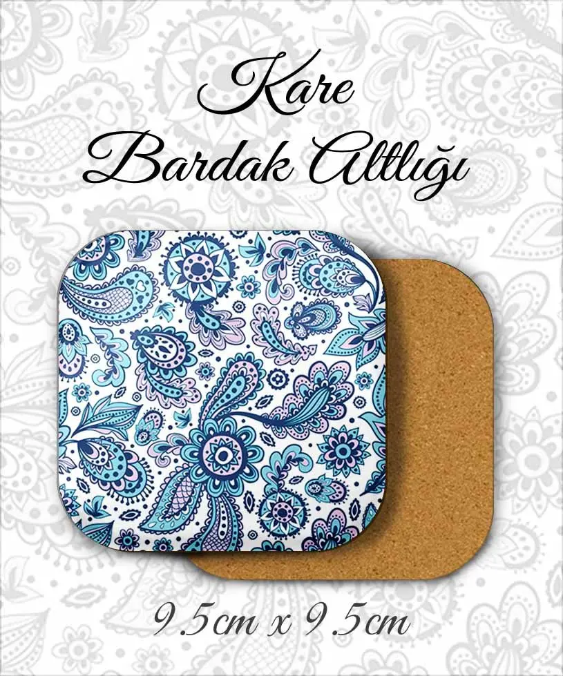 mandala desenli metal kare bardakaltı