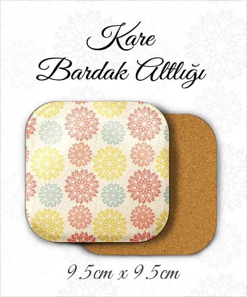 mandala desenli metal kare bardakaltı