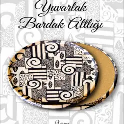 soyut desenli yuvarlak bardakaltı