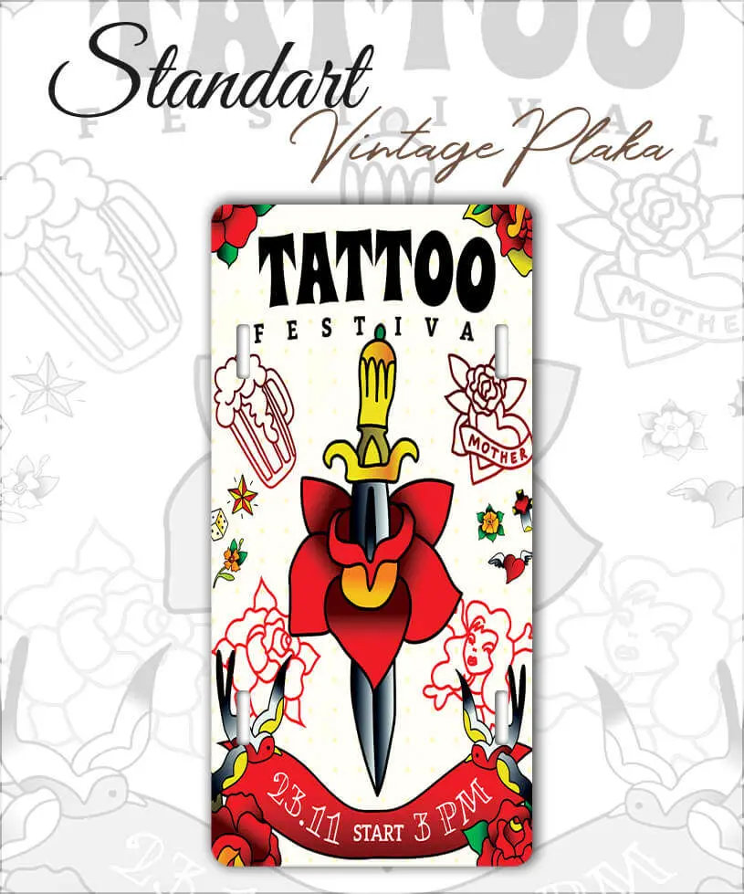tattoo vintage metal plaka
