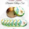 tavuskuşu desenli yuvarlak bardakaltı set