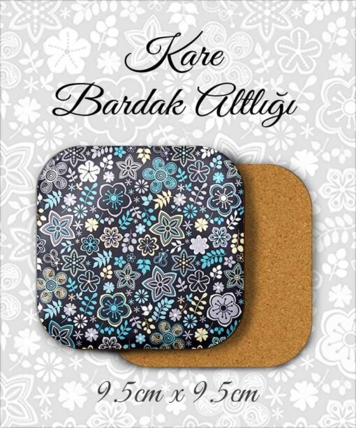 çiçek desenli metal kare bardakaltı