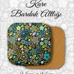 çiçek desenli metal kare bardakaltı