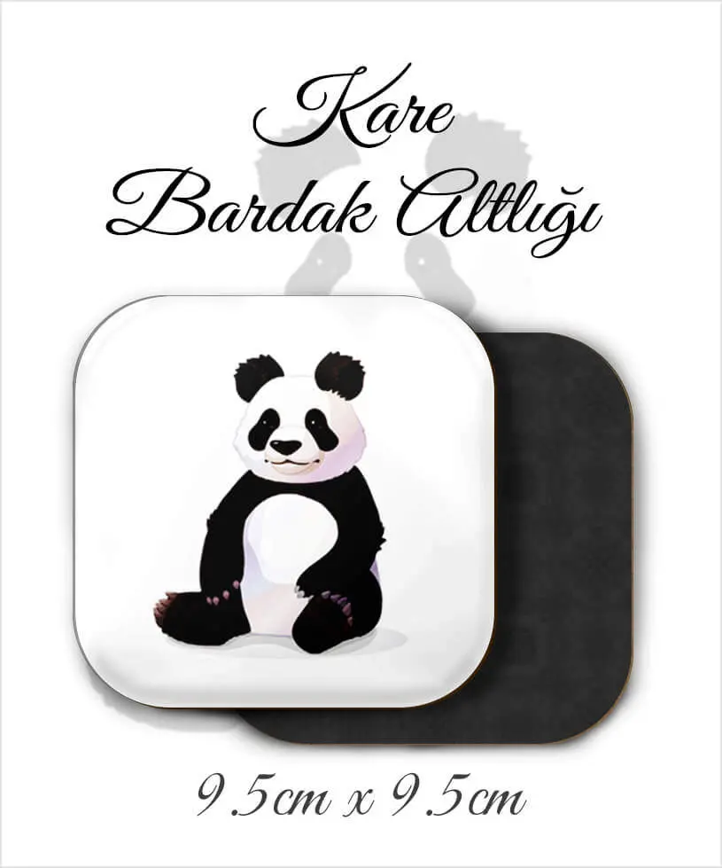 panda metal kare bardakaltı