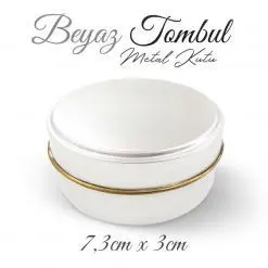 Beyaz tombul metal kutu