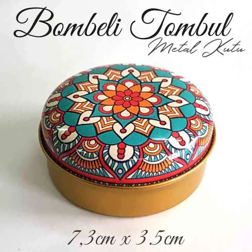 Mandala Desenli Bombeli Metal Kutu