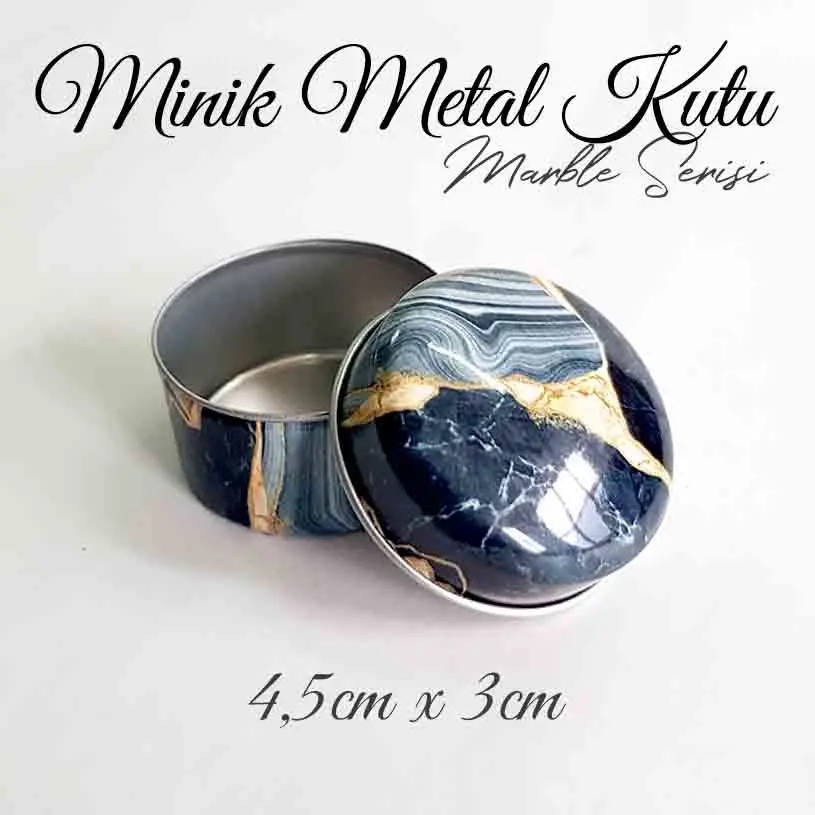 Marble Desenli Minik Metal Kutu - Görsel 2