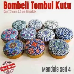 Alternative view of Mandala Desenli Seri 4 Bombeli Metal Kutu (1 Koli=100 adet)