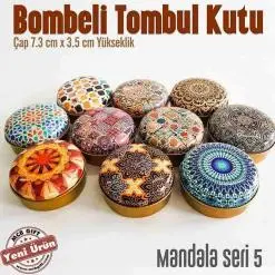 Alternative view of Mandala Desenli Seri 5 Bombeli Metal Kutu (1 Koli=100 adet)