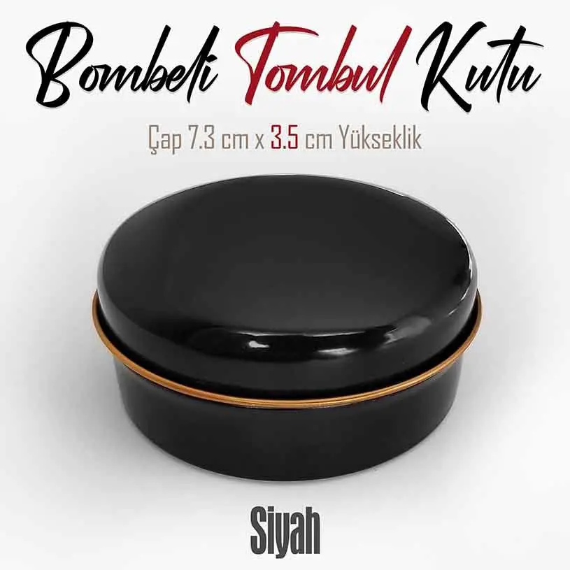 Siyah Renkli Bombeli Metal Kutu