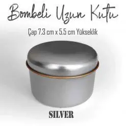 silver renkli bombeli uzun metal kutu