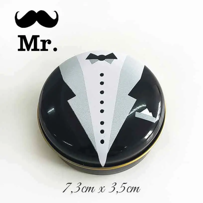 damat desenli bombeli metal kutu