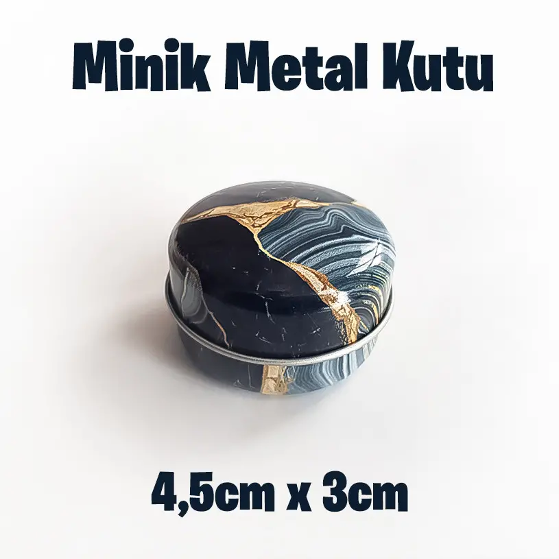 Marble Desenli Minik Metal Kutu