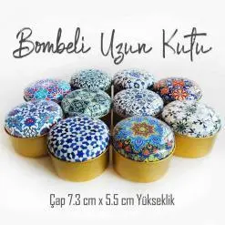 Alternative view of Mandala Desenli Bombeli Uzun Metal Kutu (1 Koli=100 adet)