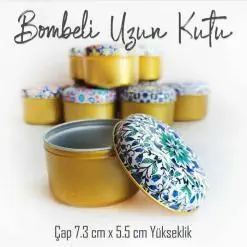 Mandala Desenli Bombeli Uzun Metal Kutu (1 Koli=100 adet)