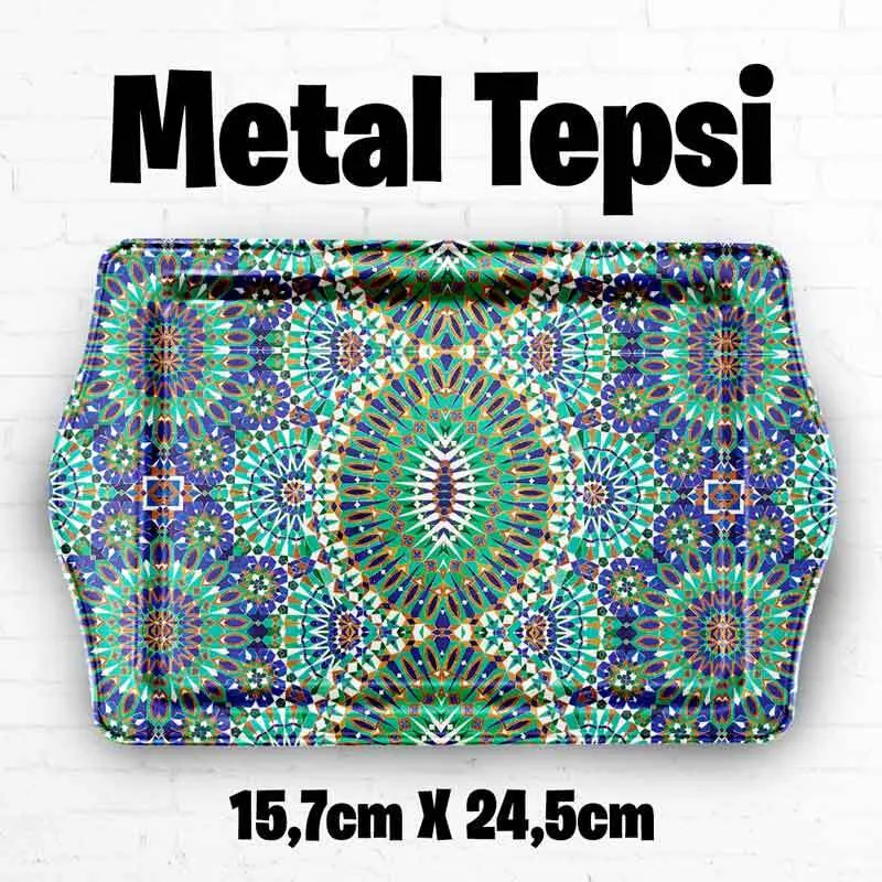 Mandala Desenli Metal Tepsi