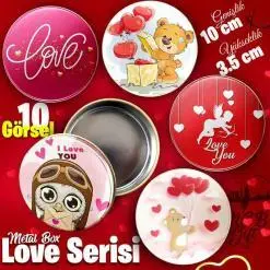 Love Desenli Büyük Metal Kutu (1 Koli=100 adet)