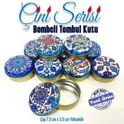 Alternative view of Çini Desenli Bombeli Metal Kutu (1 Koli=100 adet)