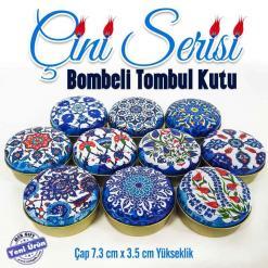 çini desenli bombeli metal kutu