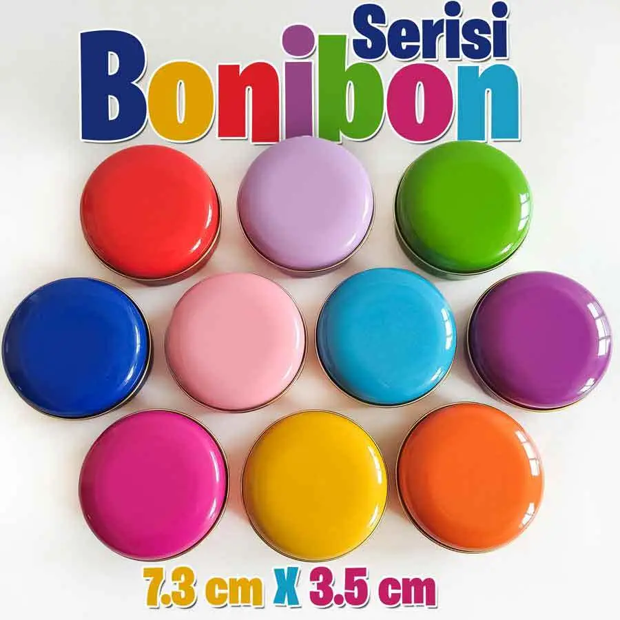 Bonibon Serisi Renkli Bombeli Metal Kutu (1 Koli=100 adet) - Görsel 4