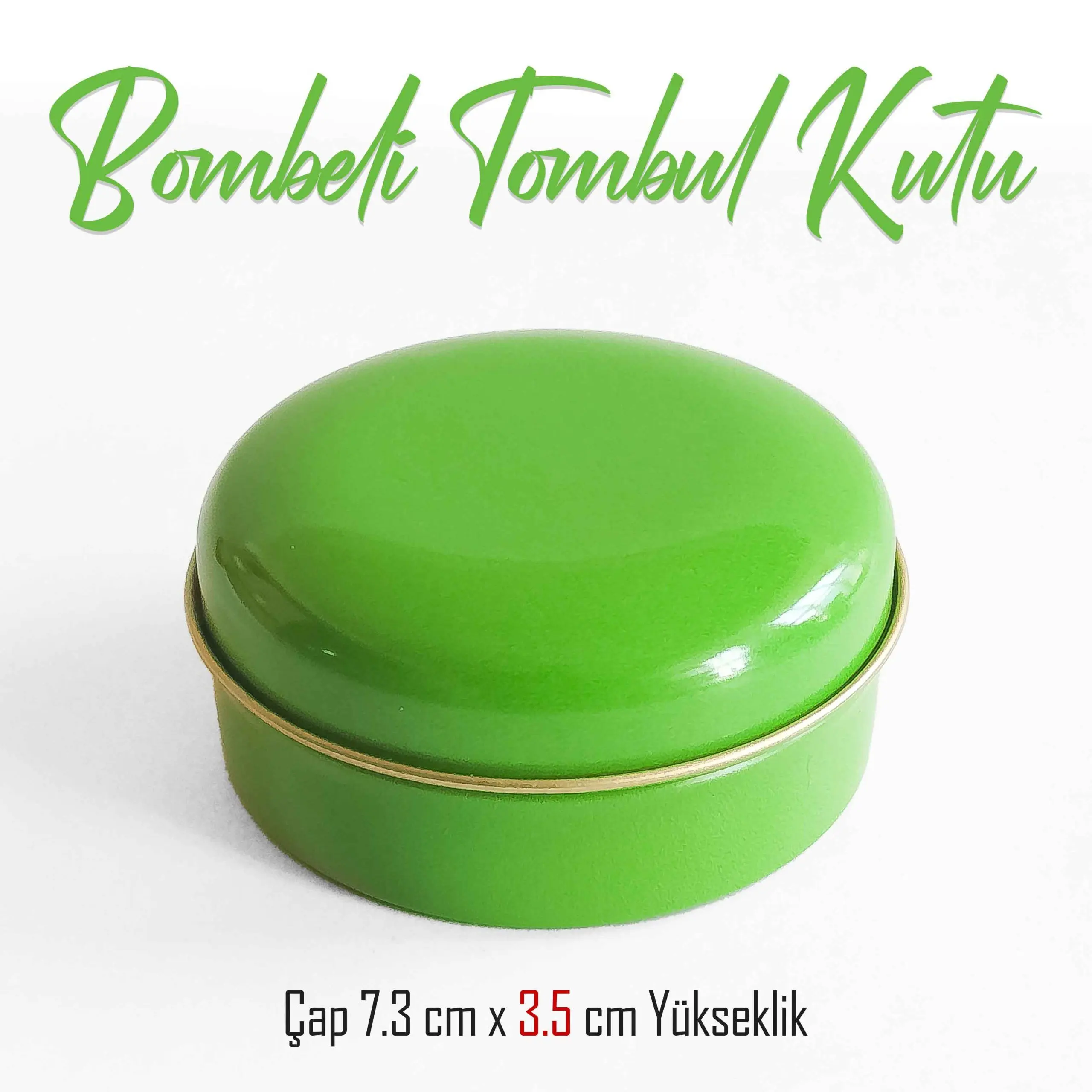 Yeşil Renkli Bombeli Metal Kutu