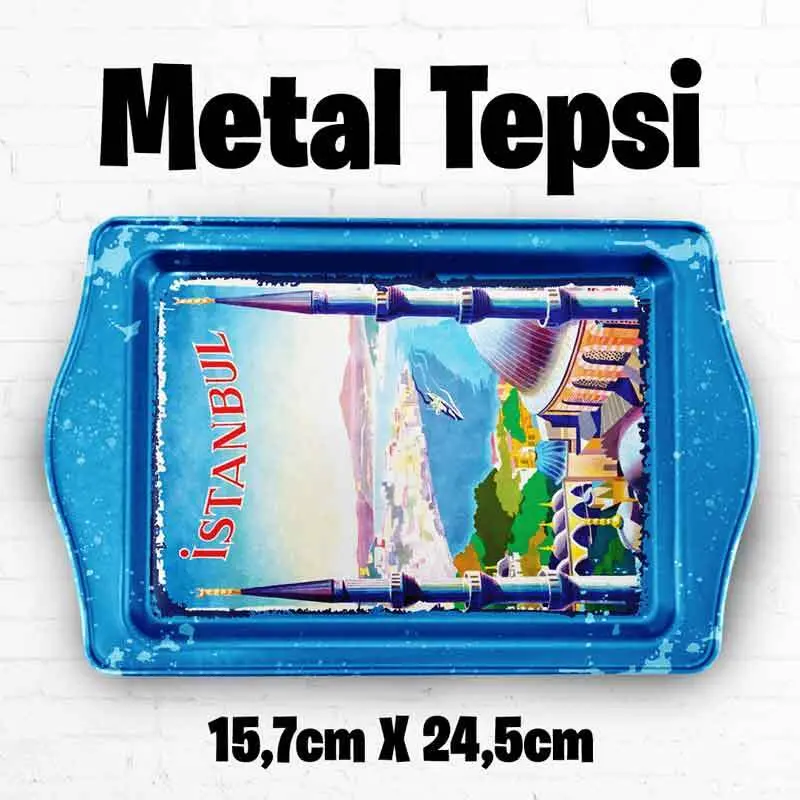 İstanbul Desenli Metal Tepsi