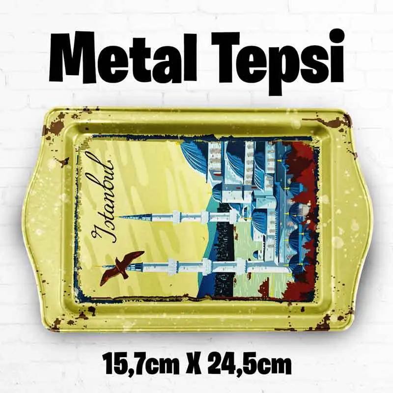 istanbul desenli metal tepsi