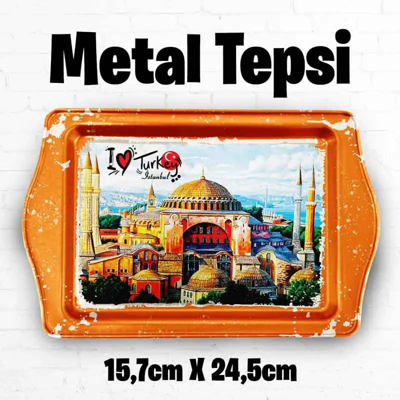 istanbul desenli metal tepsi