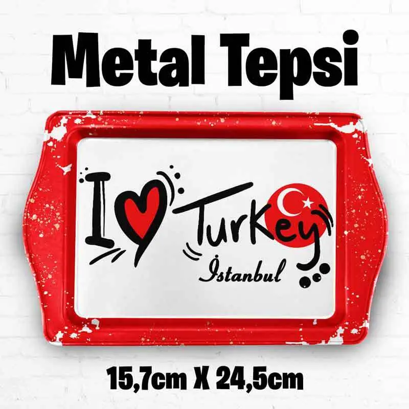İstanbul Desenli Metal Tepsi