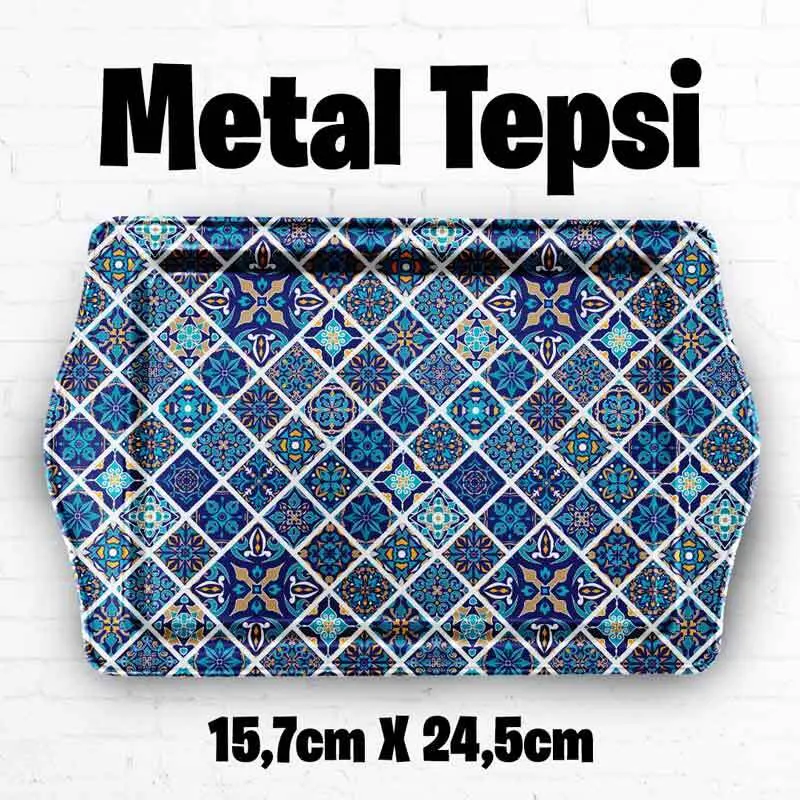 Mandala Desenli Metal Tepsi