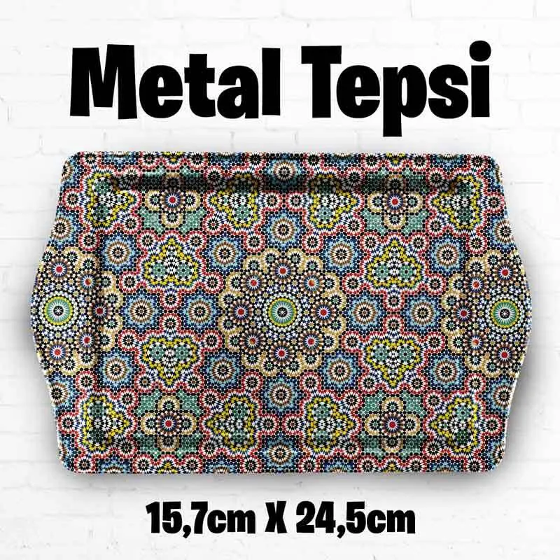 Mandala Desenli Metal Tepsi