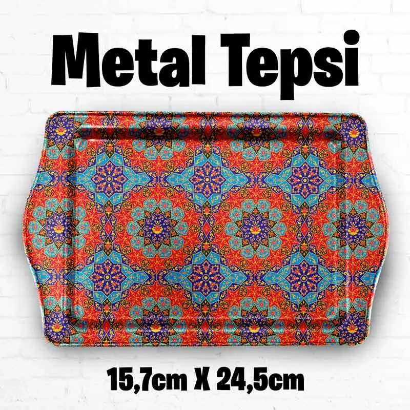 Mandala Desenli Metal Tepsi