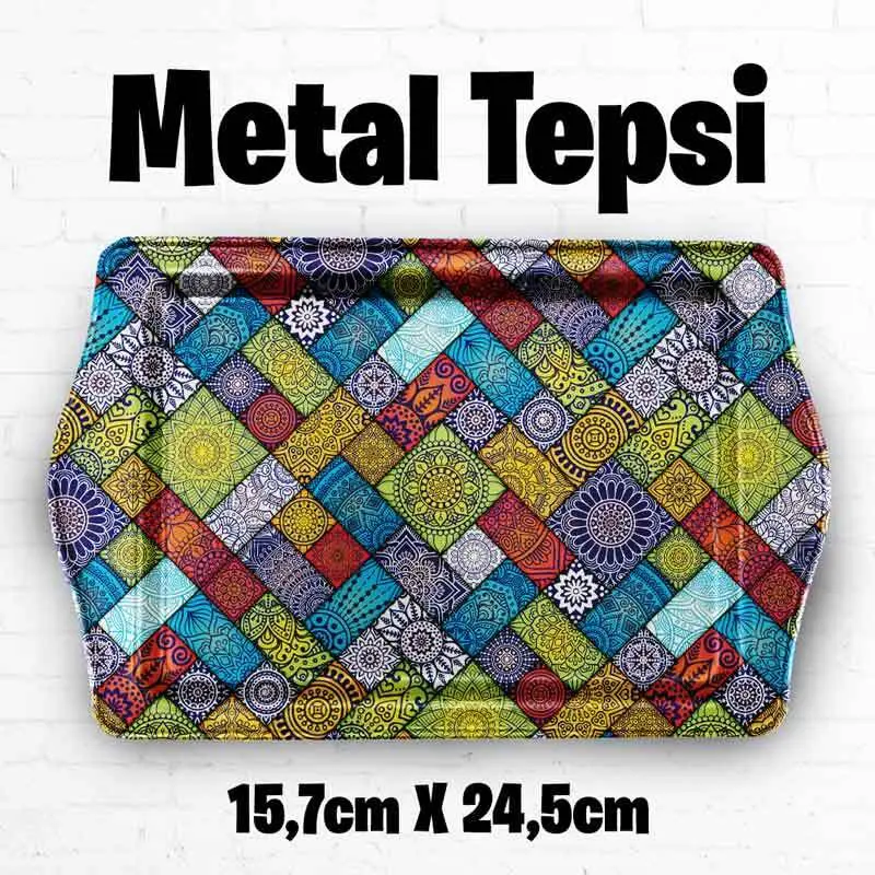Mandala Desenli Metal Tepsi