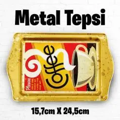 Coffee Desenli Metal Tepsi