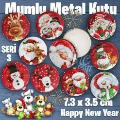 Mumlu Yeni Yıl Seri 3 Bombeli Metal Kutu