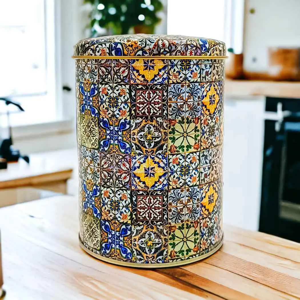 mandala desenli metal kutu
